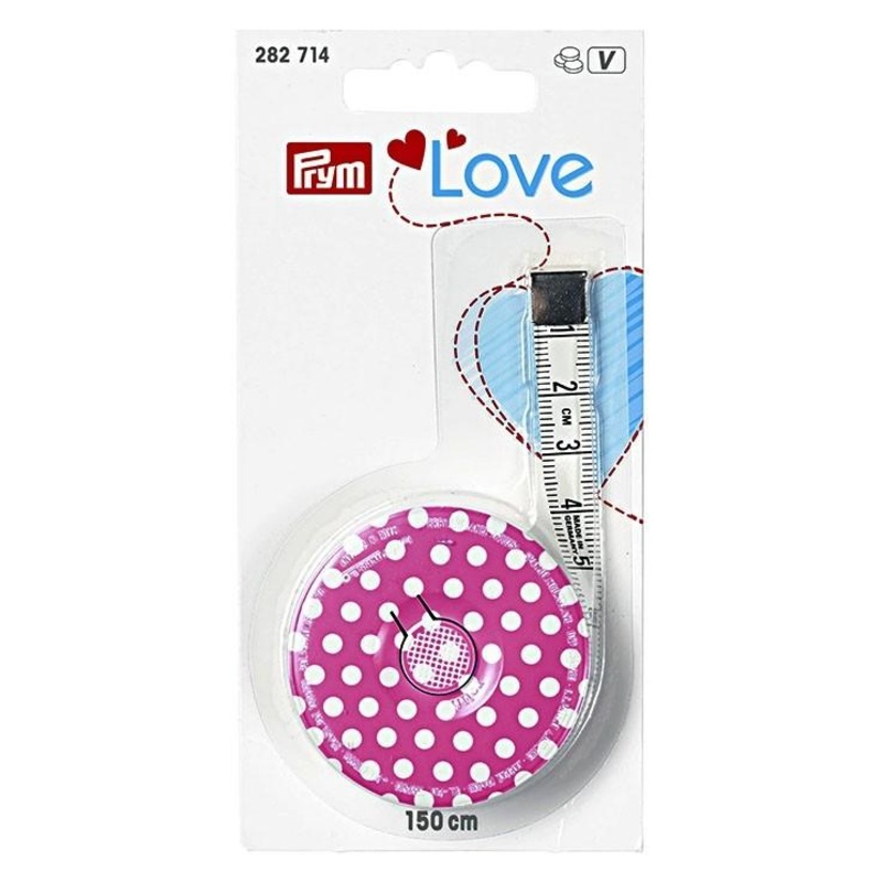 Prym Love Spring Tape Measure, 150cm - Polka Dot