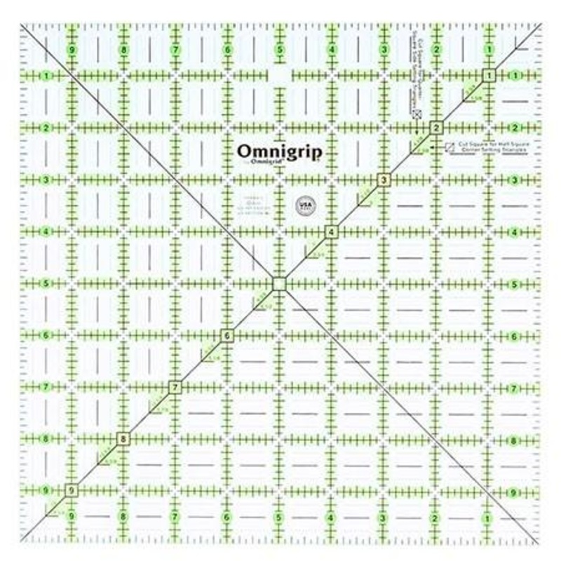Omnigrip 10 x 10 Non-Slip Square Ruler with 45 Degree Angle Markings