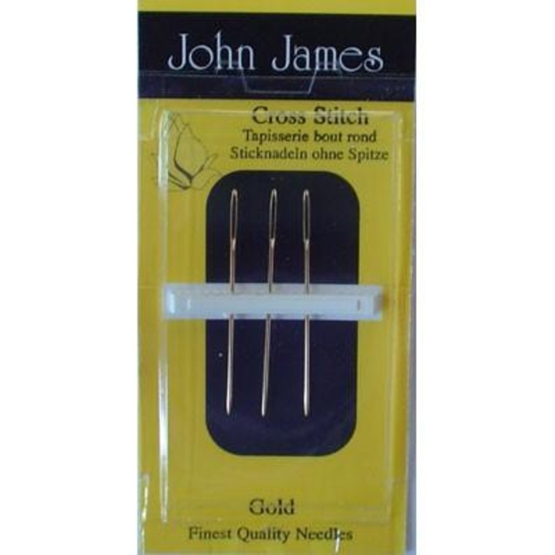 John James Gold Plated Tapestry Needles, size 20, 3 count