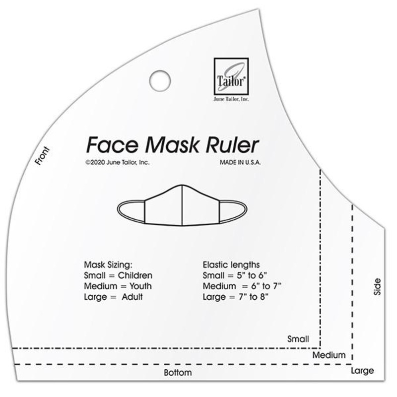 June Tailor Face Mask Ruler (Ruler To Make 3 Sizes Of Masks) CLEARANCE