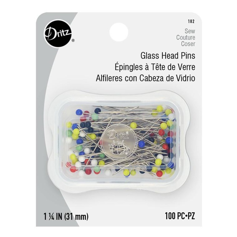 Dritz Glass Head Pins, Size 20 - 1 1/4 (31.75mm), 100 count