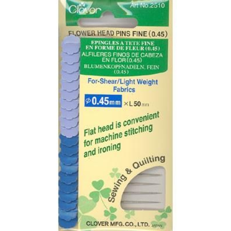 Clover Flower Head Fine Pins, 0.45mm x 50mm, 20 Count