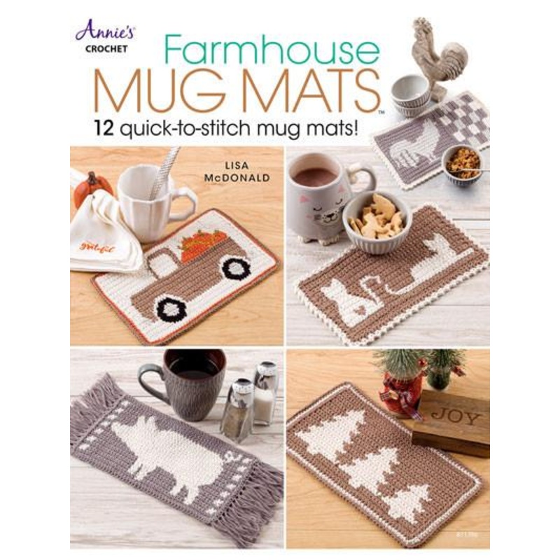 Farmhouse Mug Mats Crochet Book by Lisa McDonald CLEARANCE