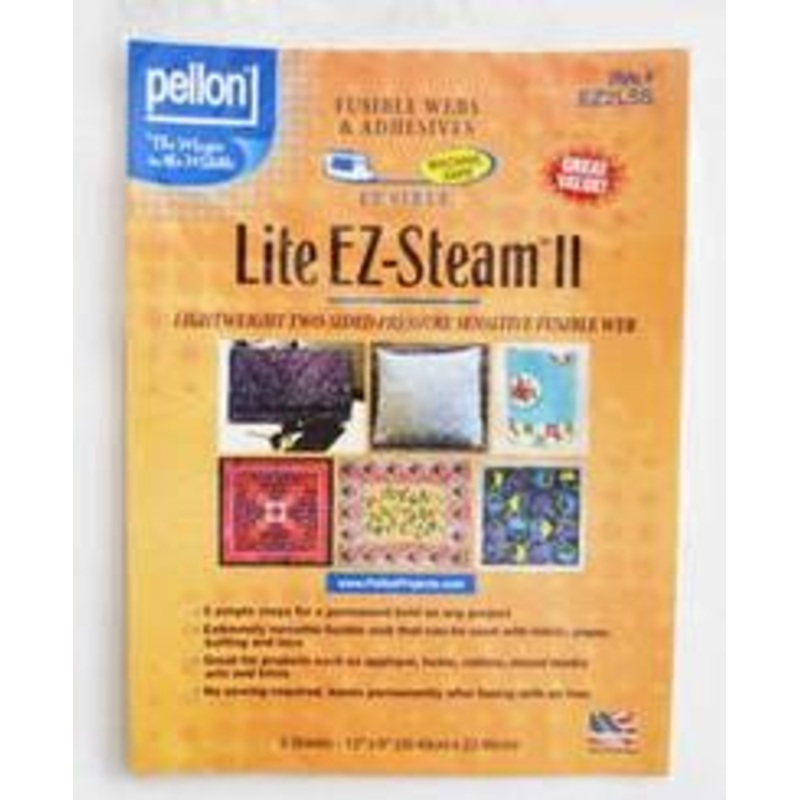 Lite EZ-Steam II, TWO-Sided, Lighttweight Pressure Sensitive & Sticky Back Fusible Web, White, 100% Polyamide, 5 Sheets - 12 x 9 (30.48cm x 22.86cm)