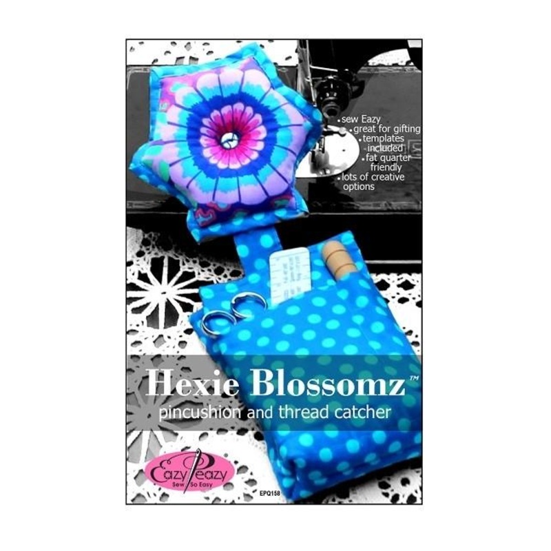 Eazy Peazy Quilts Hexie Blossomz (Pin Cushion & Thread Catcher), Templates Included, Fat-Quarter Friendly, 3-Hour Project CLEARANCE