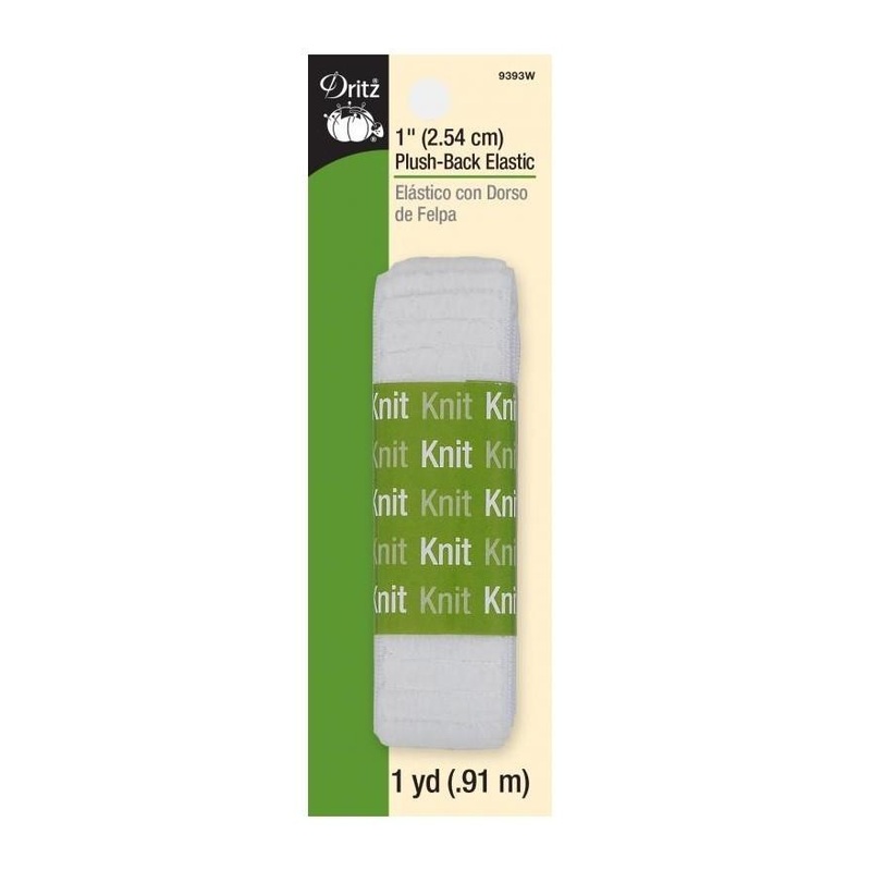 Dritz 1 Plush-Back Elastic, White, 1 (2.54cm) x 1 yd. (.91M)