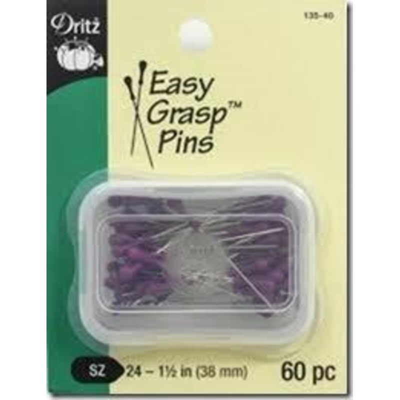 Easy Grasp Pins, Size 24, 1.5 (38mm) Long, Nickel-Plated Steel (Very Sharp), 60 ct