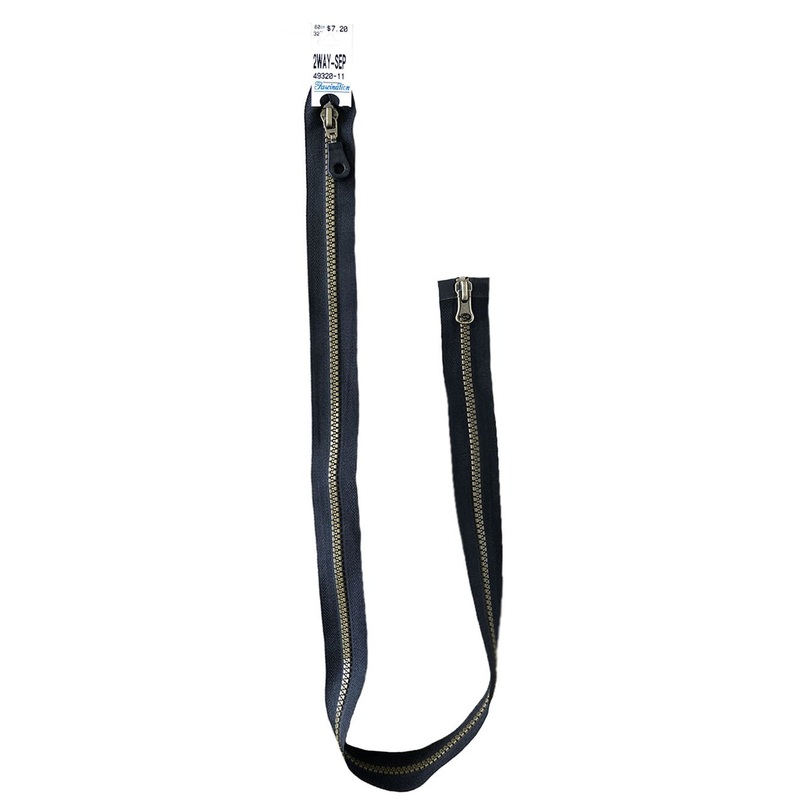 Countess #5 Separable 2-Way Zipper in Black with Plastic Teeth ( Antique Brass Appearance), 32