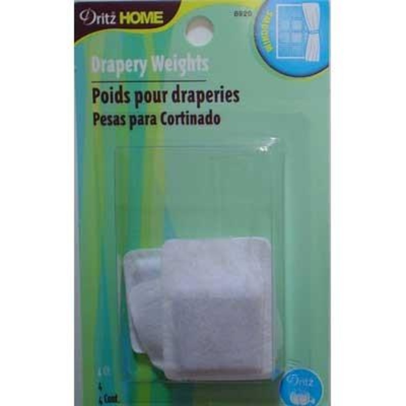Covered Drapery Weights with sewing tab, 4 count, white
