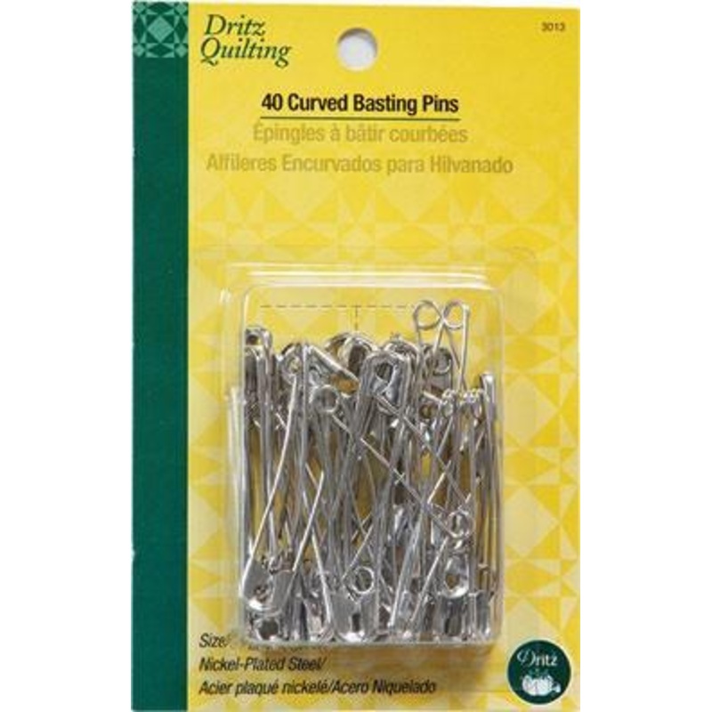Curved Basting Pins, Size 3, 2, 40 ct, Nickel-Plated Steel