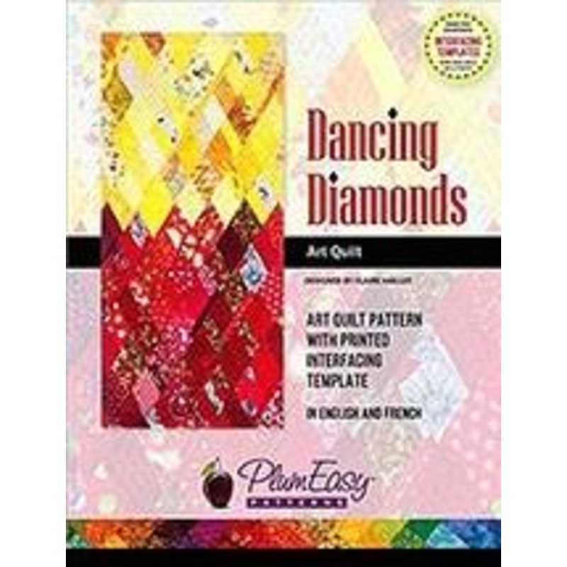 Dancing Diamonds Art Quilt Pattern with printed interfacing template (in English & French) - By PlumEasy