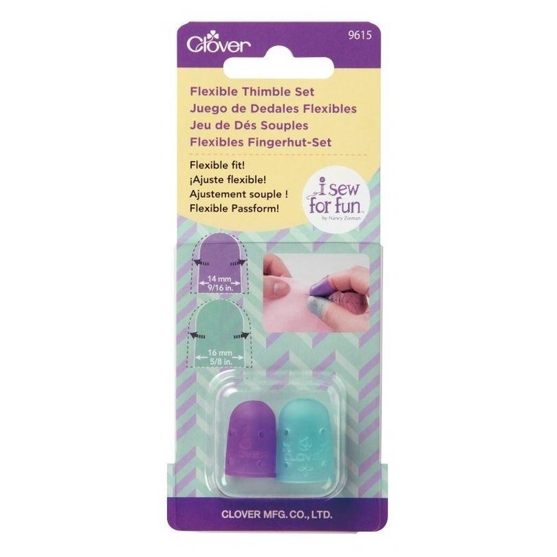Clover I Sew For Fun Flexible Thimble Set (Small - 14mm 9/16 & Medium - 16mm 5/8), 2pc.