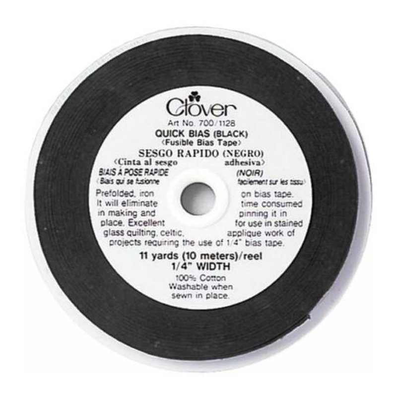 Clover Quick Bias Tape, Black, 1/4 x 10 Meters