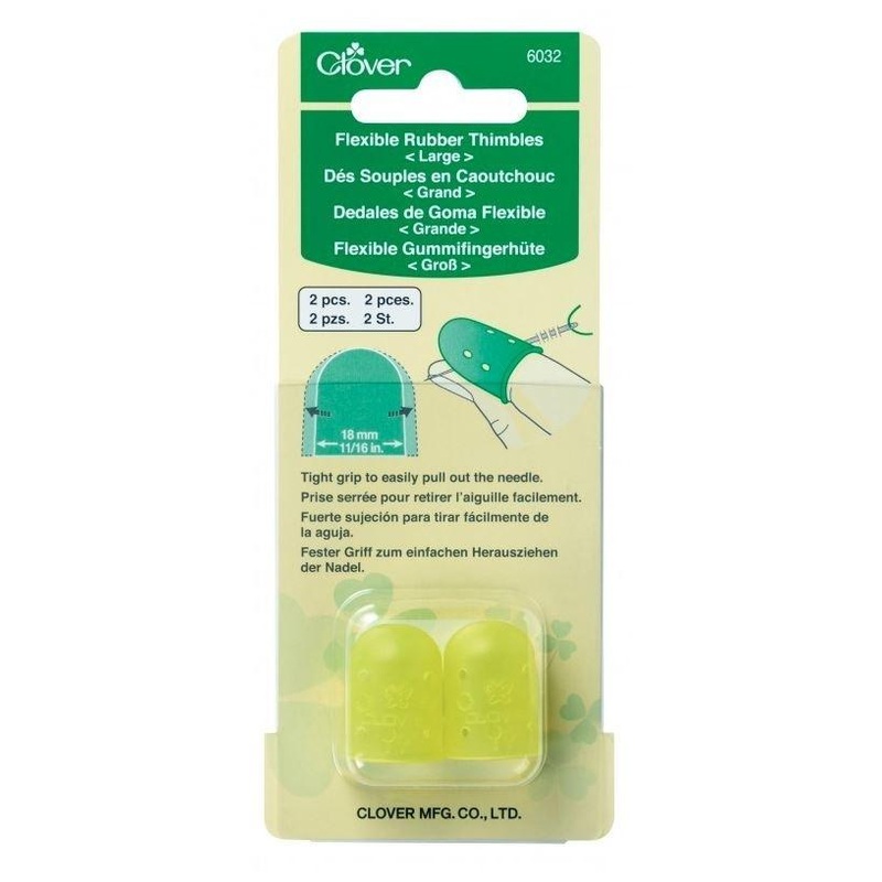 Clover Flexible Rubber Thimble - Large (18mm 11/16), Yellow, 2pc.