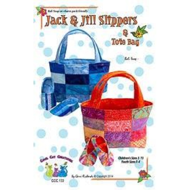 Cool Cat Creations Jack & Jill Slippers & Tote Bag/Case Pattern (Childrens Sizes 5 -13 / Youth Sizes 1-4)