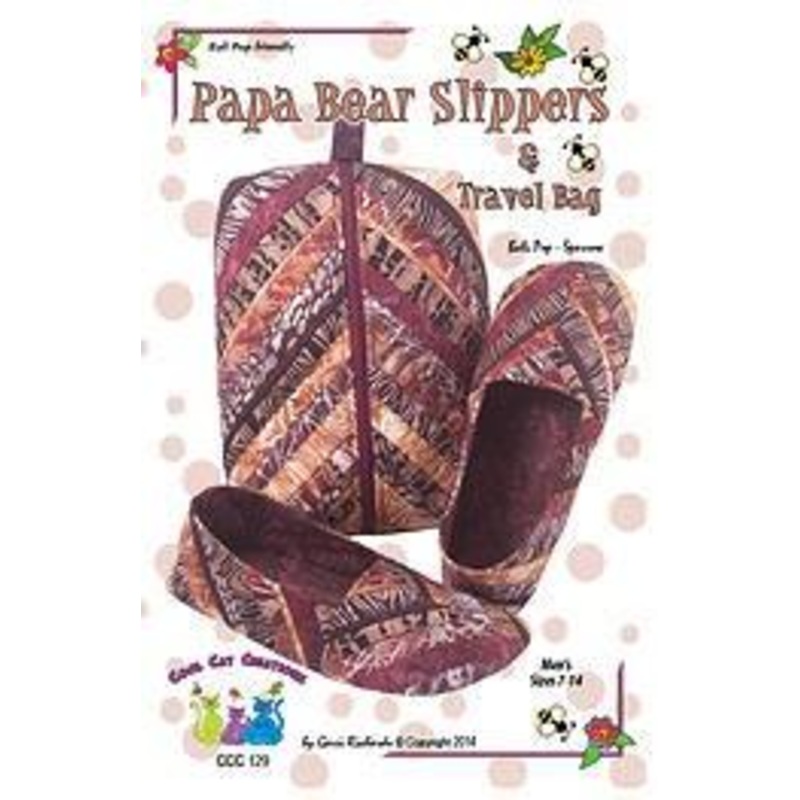 Cool Cat Creations Papa Bear Slippers & Travel Bag/Case Pattern (Mens Sizes 7-14)