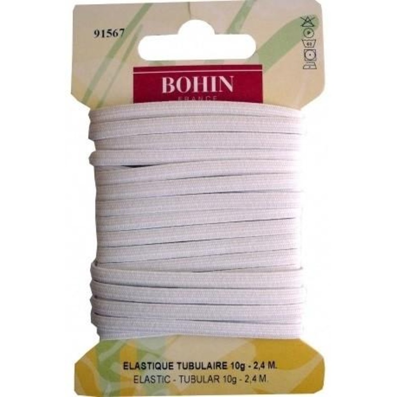 Bohin Tubular Elastic, 4mm (10g), White, 2.4m