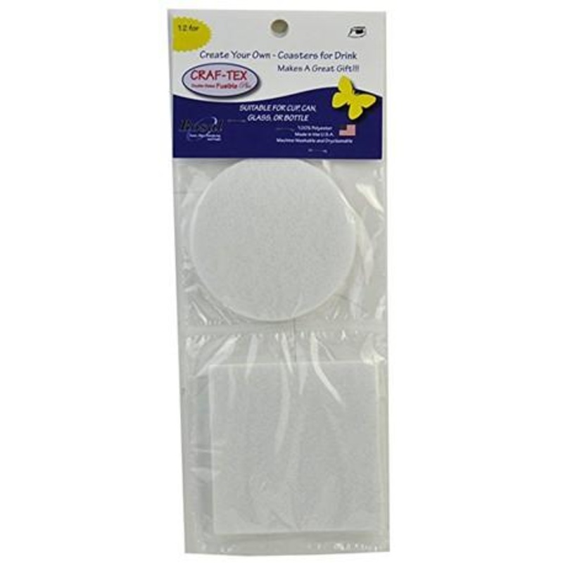 Bosal Craf-Tex Plus Coaster Craft Pack, ROUND & SQUARE, 10.16CM (4), White, 12 pcs