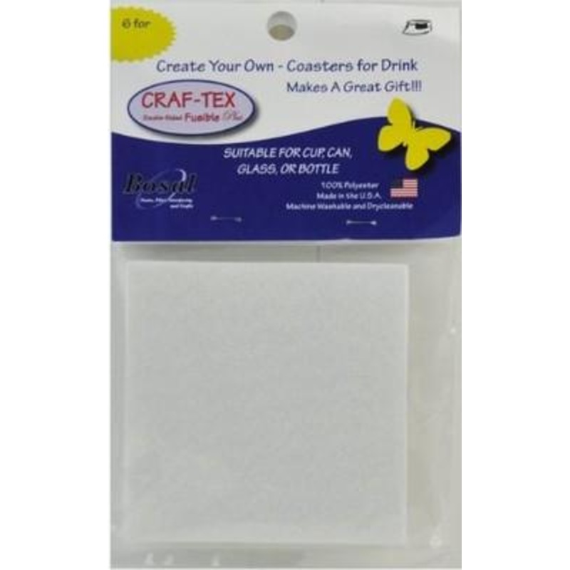 Bosal Craf-Tex Plus Coaster Craft Pack, SQUARE, 10.16cm (4), White, 6 pcs