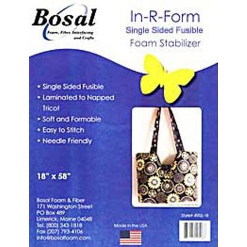 Bosal In-R-Form Plus SINGLE Sided Fusible Foam Stabilizer, 45.72cm (18) x 147.32 cm (58), White