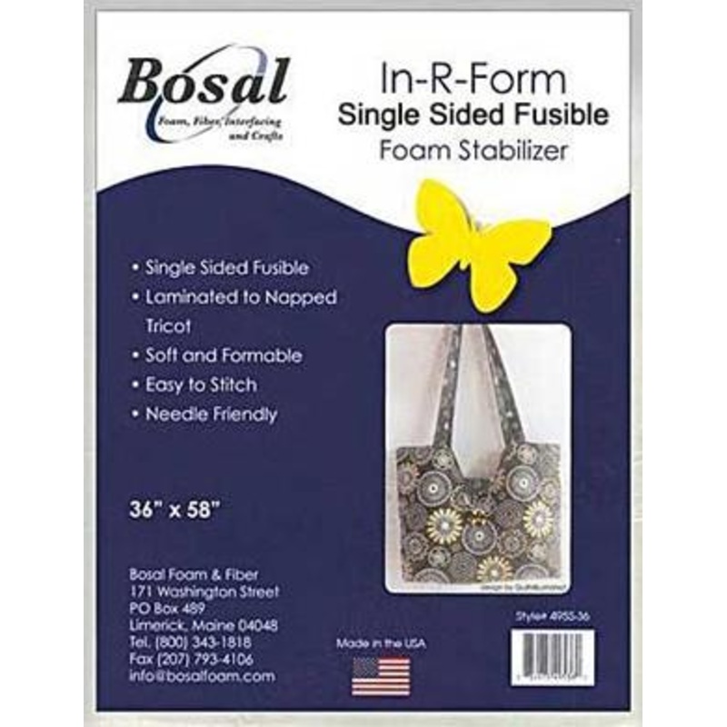 Bosal In-R-Form Plus SINGLE Sided Fusible Foam Stabilizer, 91.44cm (36) x 147.32 cm (58), White