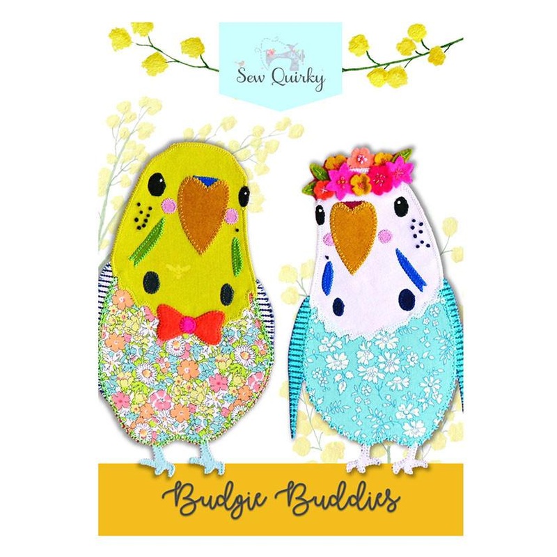 Budgie Buddies Pattern by Sew Quirky (Hoop - 12 / Tote - 16 / Cushion - 19) CLEARANCE