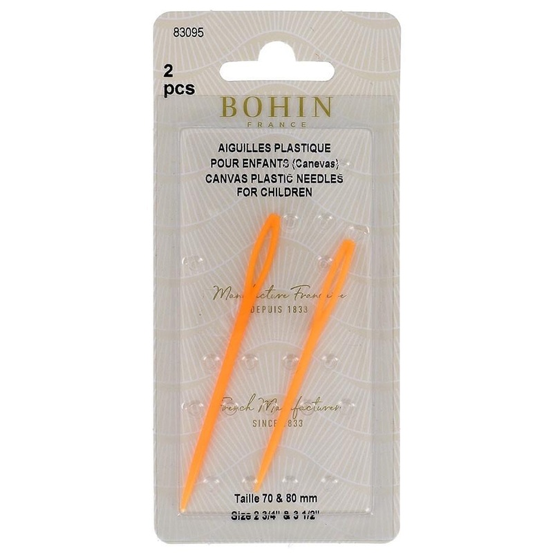 Bohin Plastic Tapestry Needles For Children, Size 2 3/4 & 3 1/2, 2pc.