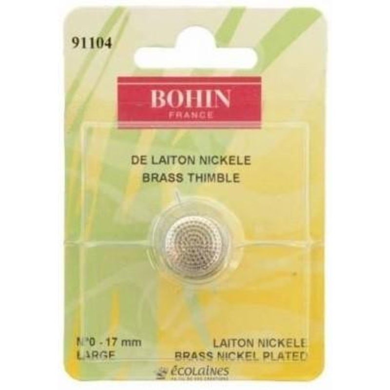 Bohin Round Top Thimble, Nickel Plated Brass, No. 0 (Large), 17mm