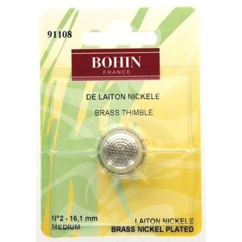 Bohin Round Top Thimble, Nickel Plated Brass, No. 2 (Medium), 16.1mm