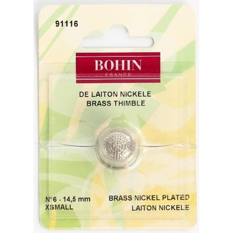 Bohin Round Top Thimble, Nickel Plated Brass, No. 6 (Small), 14.5mm