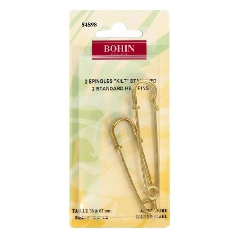 Bohin Skirt Pins, Gilded, 64mm (2.5) x 2pc.