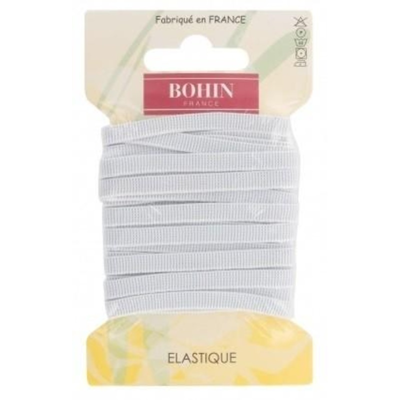 Bohin Soft Woven Elastic, 5mm, White, 3m