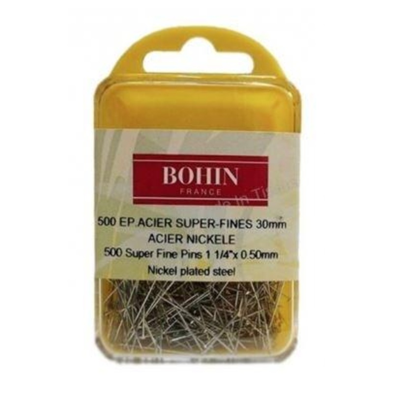 Bohin Super Fine Pins, 30mm (L) x 0.50mm (D) x 500pc.