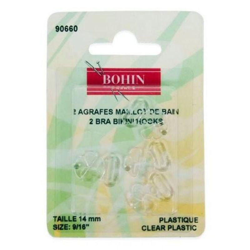 Bohin Bikini Hooks 14mm (9/16), Clear, 2pc.