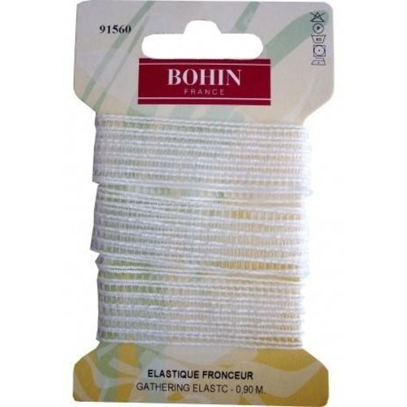 Bohin Braided Polyester Elastic in White, 3mm x 0.9M