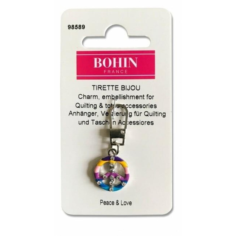 Bohin Decorative Charms Zipper Pull Peace & Love