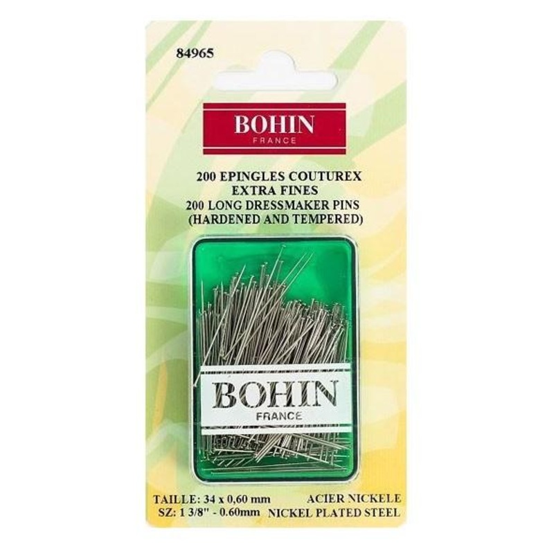 Bohin Extra Fine Dressmaker Pins, 34mm x 0.60mm (1 1/4), 200pc.