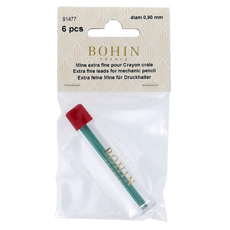 Bohin Extra Fine Pencil Refill, 0.9mm, Green, 6pc.