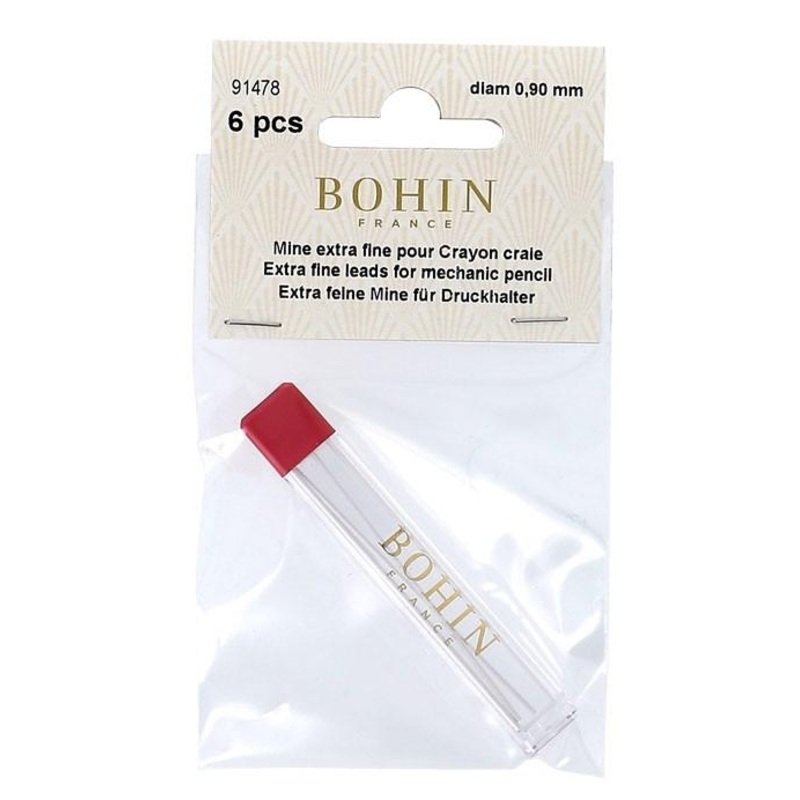 Bohin Extra Fine Pencil Refill, 0.9mm, White, 6pc.