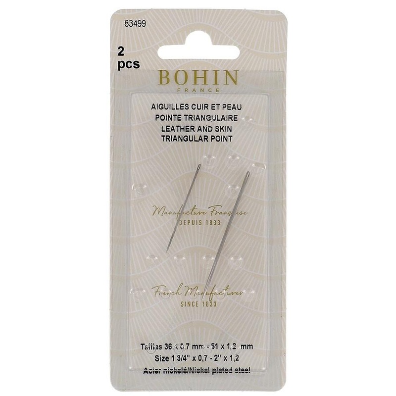 Bohin Leather Glover Needles with Triangular Points, Size 1 3/4 x 0.7 & 2 x 1.2