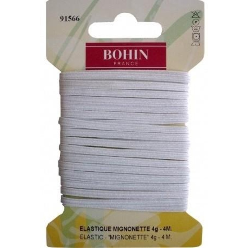 Bohin Mignonette Elastic, 3mm, White, 4M