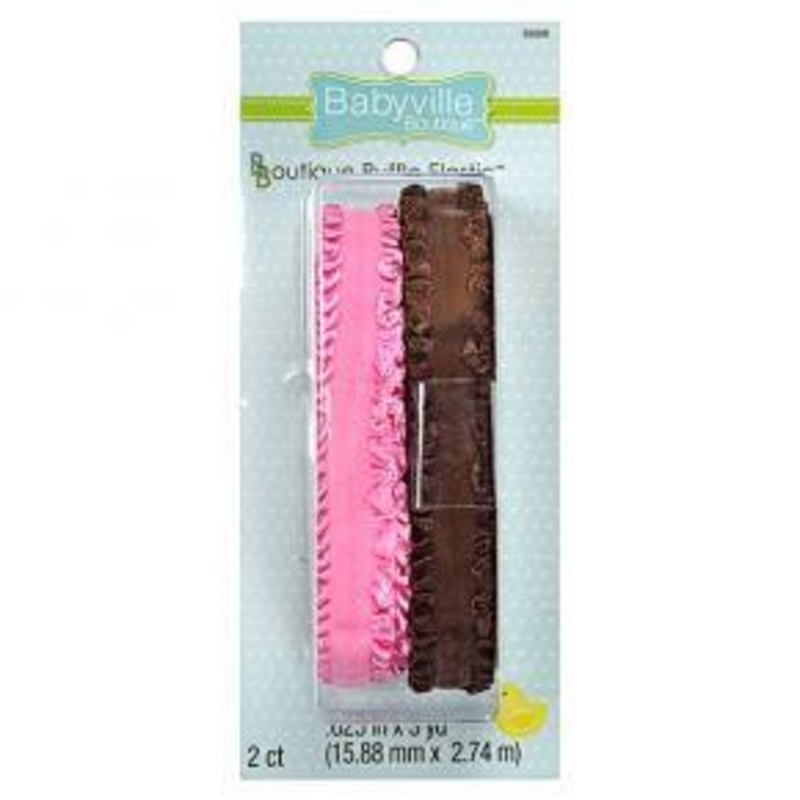 Babyville Boutique Ruffled Elastic - Brown And Pink