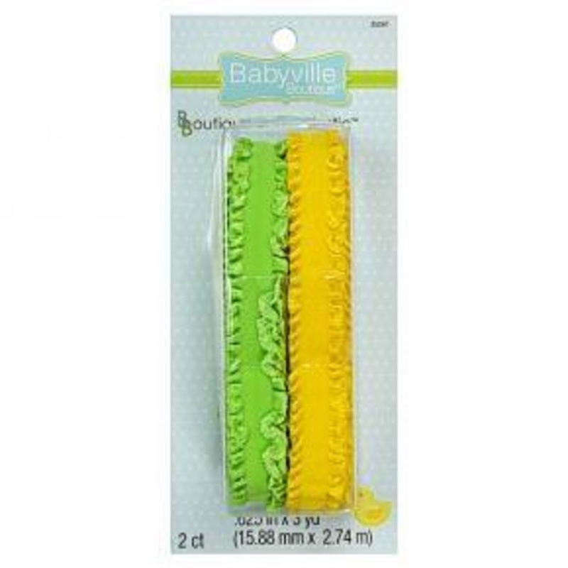 Babyville Boutique Ruffled Elastic - Green And Yellow