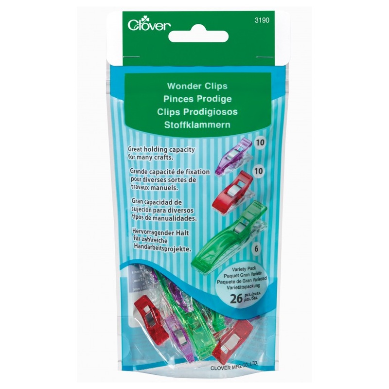 Clover Wonder Clips Variety Pack 26pc. (6pc. Jumbo, 10pc. Classic, 10pc. Mini)
