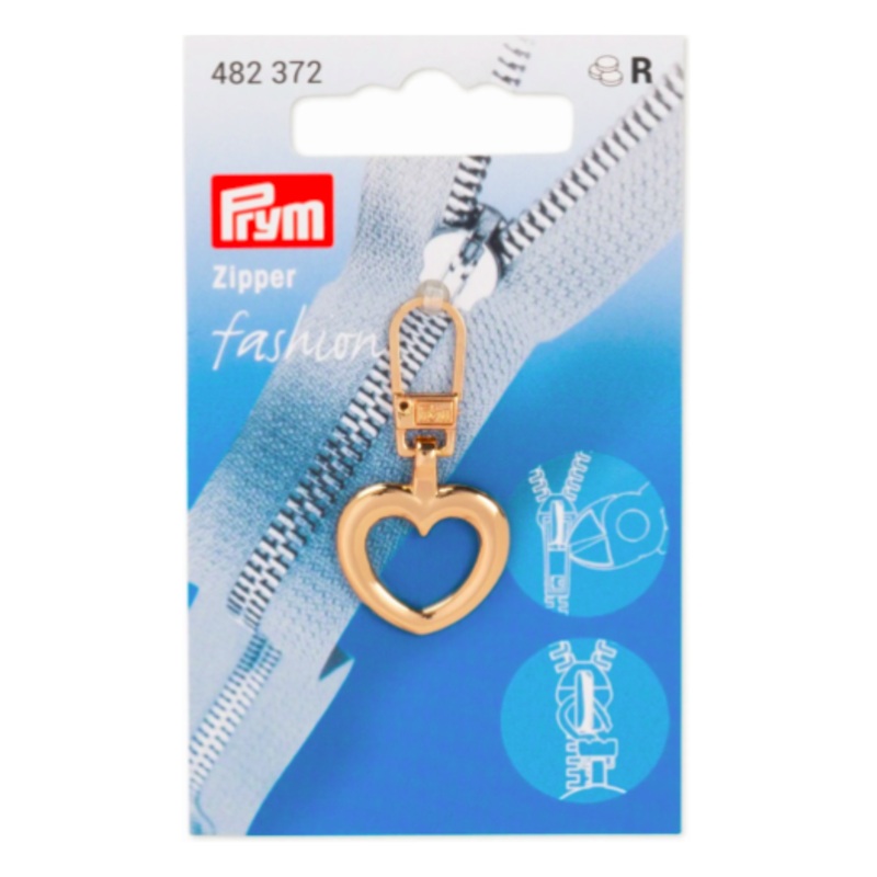 Prym Heart Zipper Pull, Gold