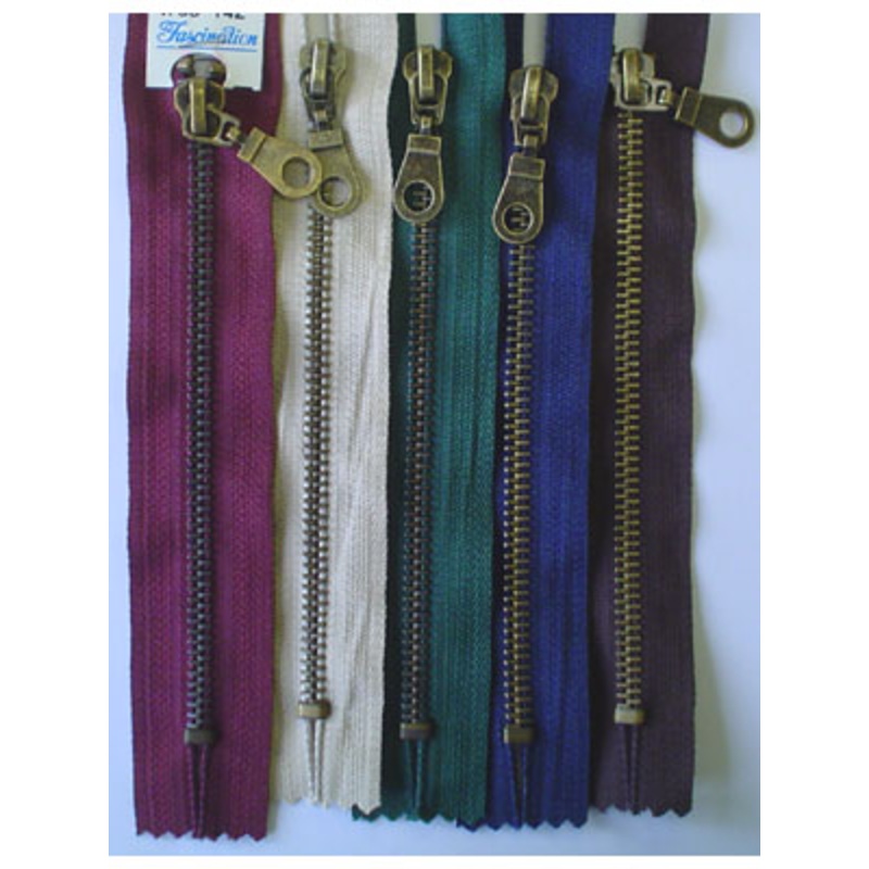 Antique Brass #5 Non Separable Zipper, 6 (15cm), Pull Tag