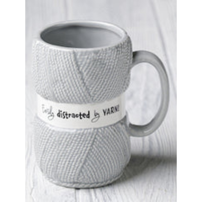 Annie's Yarn Mug, Grey, Distracted by Yarn