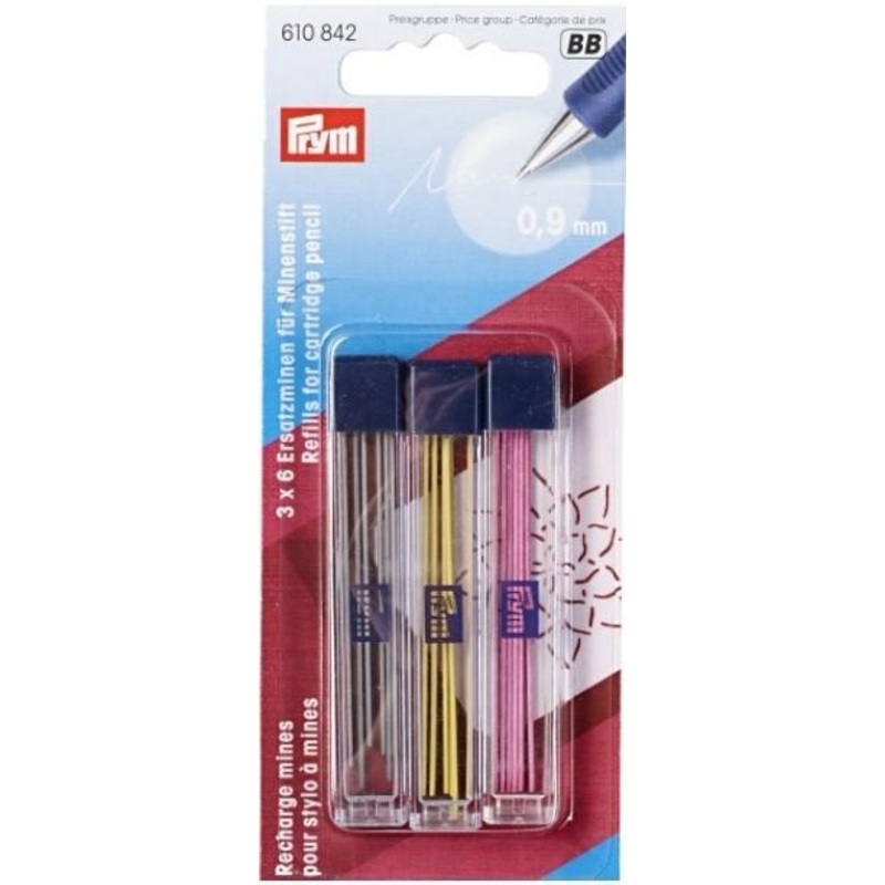 Mechanical Pencil refills, use with 610840, 0.9mm, 18 count, yellow/black/pink