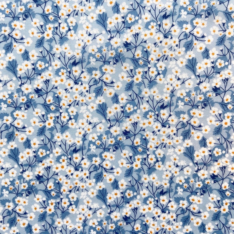 Mitsi Valeria Blue-Fat quarter 18"x26" & Half yard 18"x52" & Full yard 36"x52"