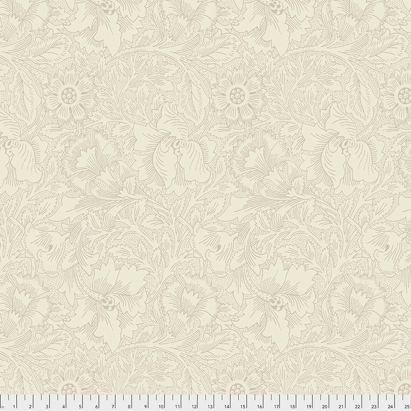 Standen- Poppy cream-Fat Quarter 18"x22" & Half Yard 18"x44" & Full yard 36"x44"